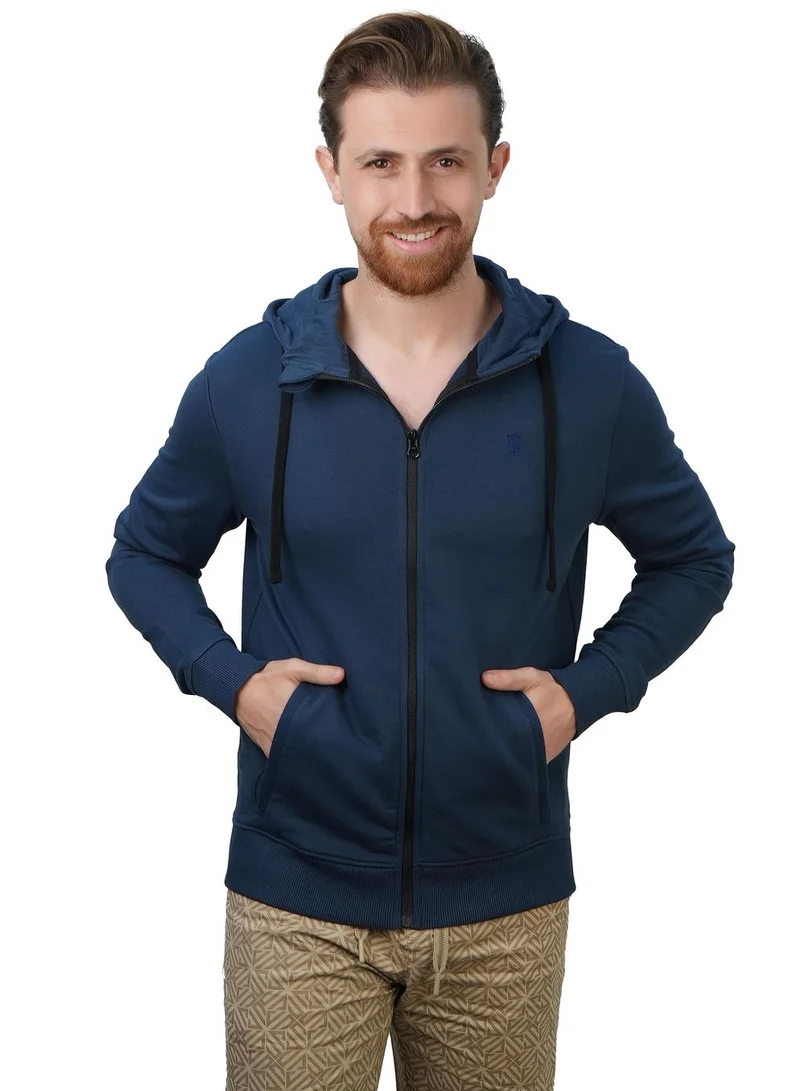 جيوردانو جاكيت هودي رجالي بياقة فرنسية من نسيج التيري الفرنسي بقصة ضيقة