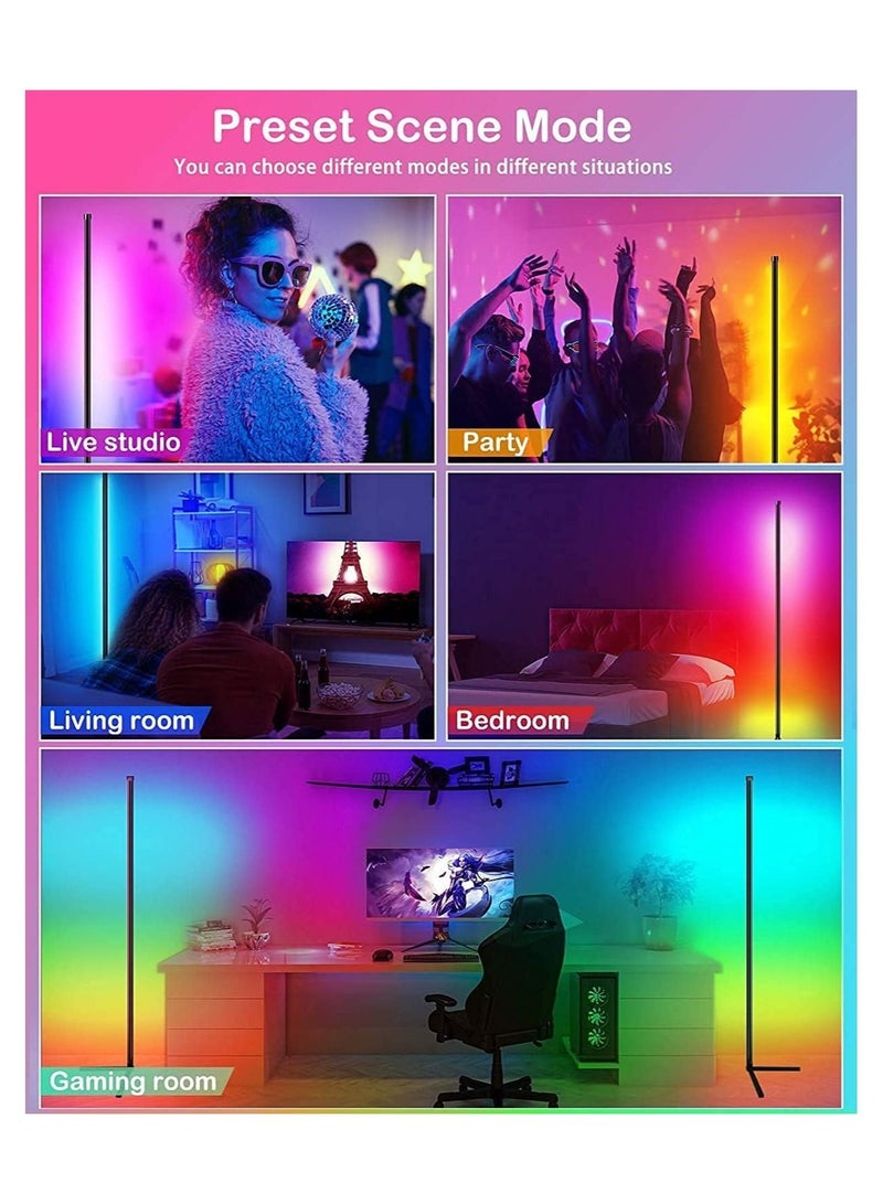 Corner Floor Lamp, RGB Color Changing Corner Lamp, Smart LED Floor Lamp Controlled by APP&Remote with Reactive Music Mode and DIY Mode