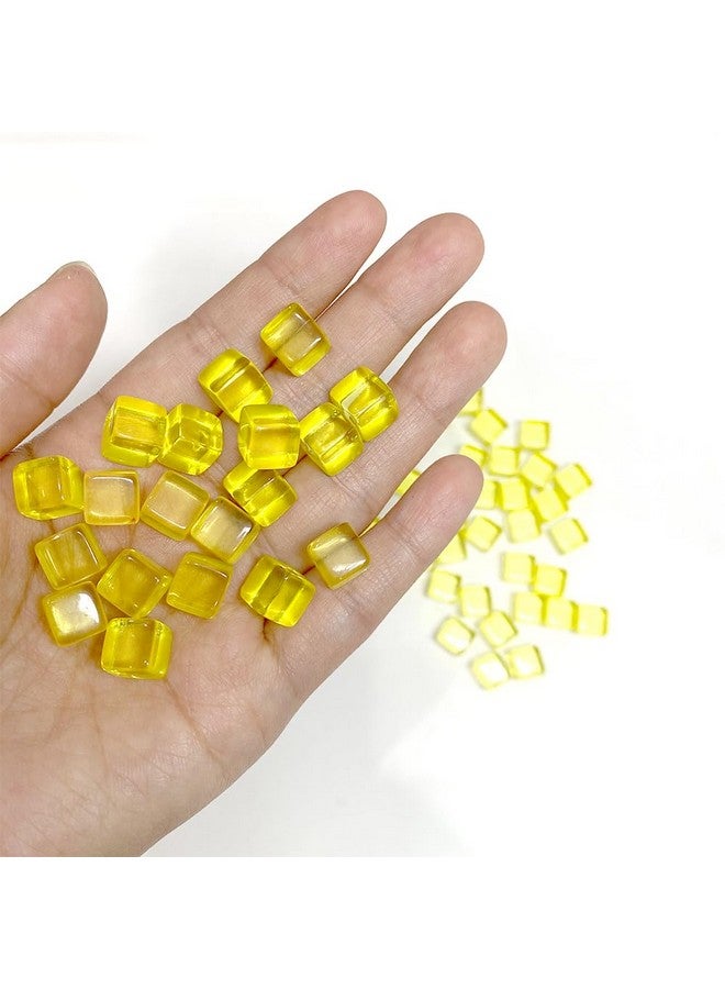 200PCS 8mm/0.3" Acrylic Super Small Clear Transparent Counting Markers Multicolor Cubes D6 Blank Dice for Tabletop Gaming and Education (Yellow)