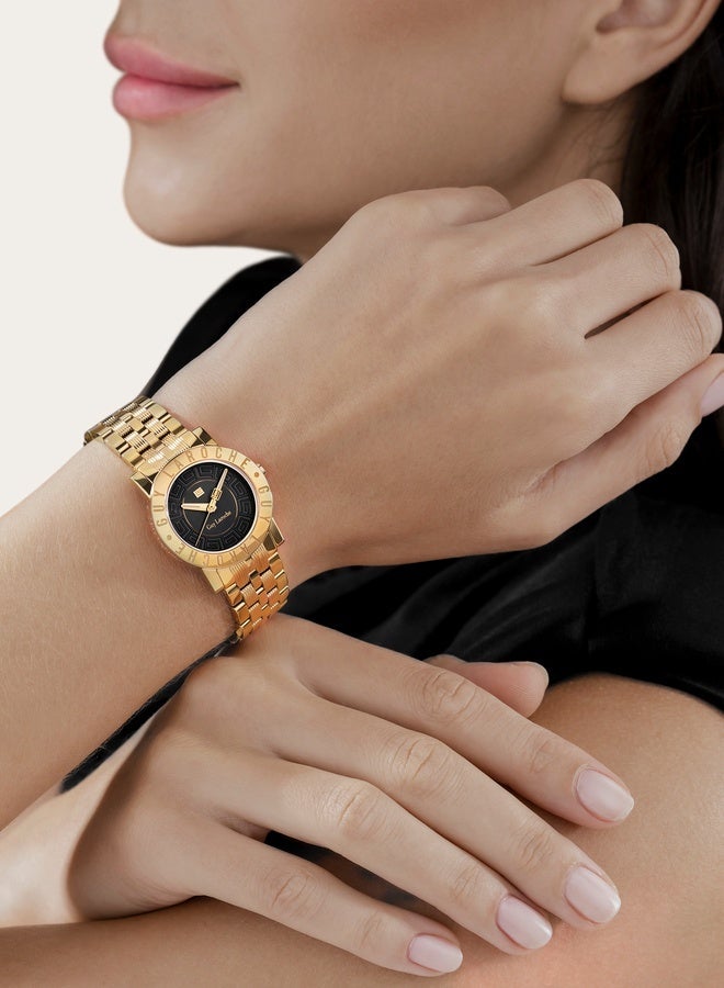 Guy Laroche Alex Black Dial and Yellow Gold Stainless Steel Bracelet Analog Watch for Women 29mm - Image 5
