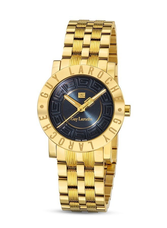 Guy Laroche Alex Black Dial and Yellow Gold Stainless Steel Bracelet Analog Watch for Women 29mm - Image 1