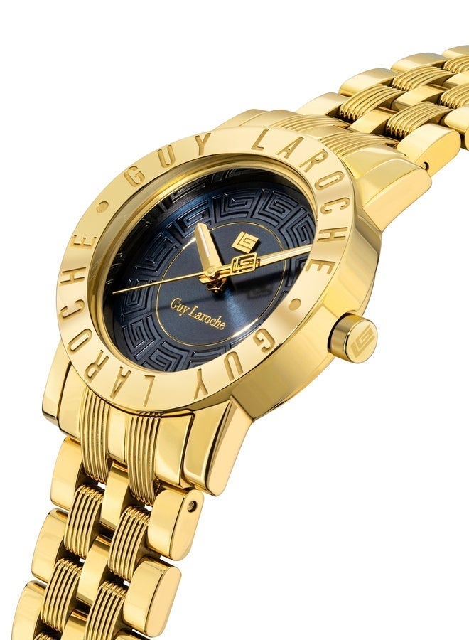 Guy Laroche Alex Black Dial and Yellow Gold Stainless Steel Bracelet Analog Watch for Women 29mm - Image 2