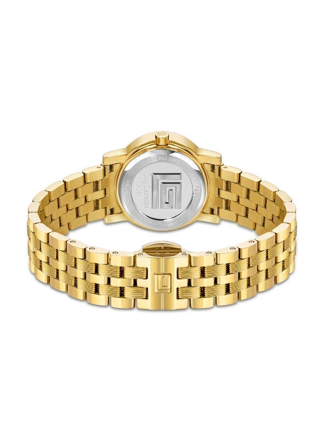 Guy Laroche Alex Black Dial and Yellow Gold Stainless Steel Bracelet Analog Watch for Women 29mm - Image 3