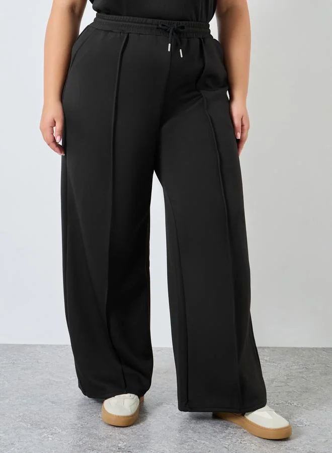 Styli Styli Plus Size Black Wide Leg Joggers