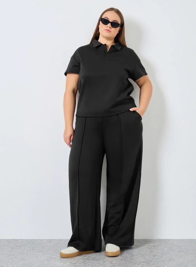 Styli Styli Plus Size Black Wide Leg Joggers