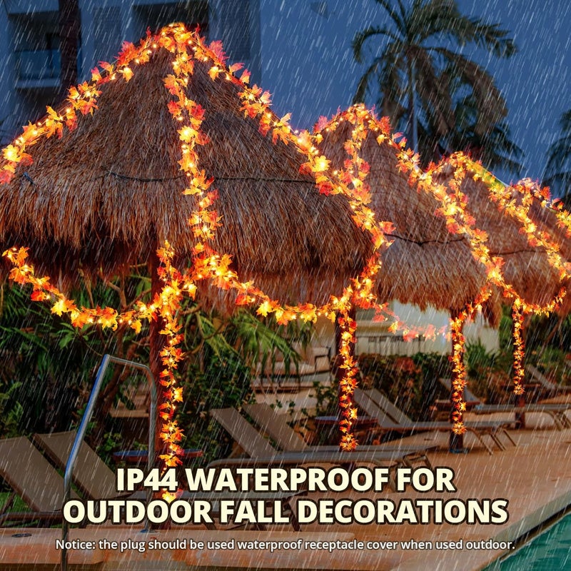 Dirnun Thanksgiving Decorations for Home 9FT Plug in Thanksgiving Garland with Lights 50 Bulbs Maple Leaves Light, Connectable Fall Lights for Indoor Outdoor Harvest Thanksgivings Home Party Decorations - Image 3