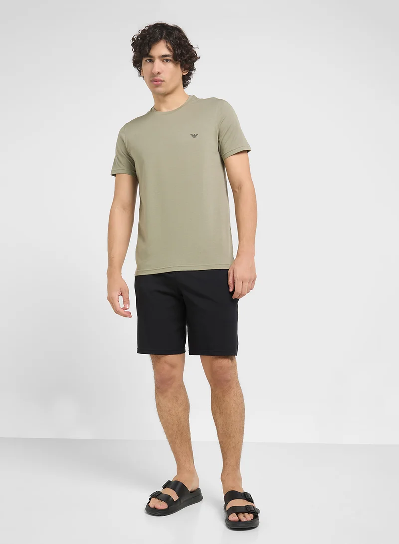 EMPORIO ARMANI Crew Neck T-Shirt & Logo Band Shorts