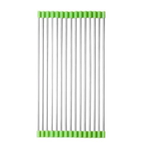 Luximal Stainless Steel roll-up Over Sink Dish Drying Rack – Foldable, Space-Saving Kitchen Organizer, Multipurpose Drainer mat for Utensils, Fruits & Vegetables (46.5 x 46 cm) - Image 1