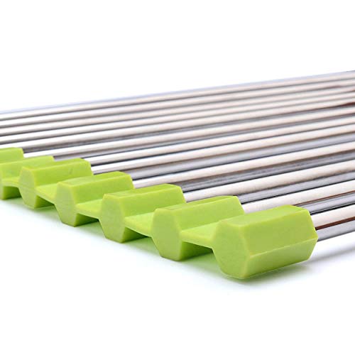 Luximal Stainless Steel roll-up Over Sink Dish Drying Rack – Foldable, Space-Saving Kitchen Organizer, Multipurpose Drainer mat for Utensils, Fruits & Vegetables (46.5 x 46 cm) - Image 5