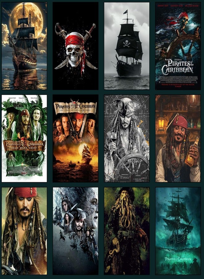 THE URBAN BRAND Pirates of the Caribbean Poster Set of 12 | A4 350 GSM Glossy Art Prints with Double-Sided Tape | Movie Wall Art for Home, Bedroom & Office Decor - Image 1