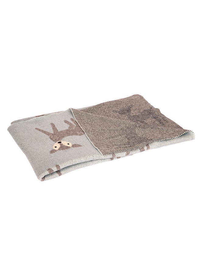 ألينا ألينا بطانية 100% قطن محبوك (BAMBI SKY BLUE-LIGHT GRAY MELANGE-NATURAL) - Image 1