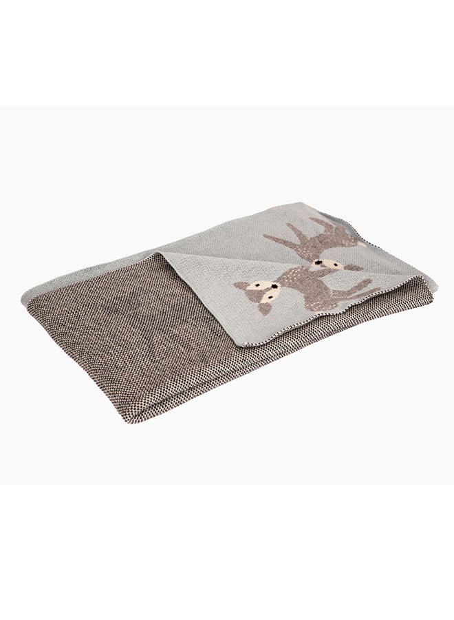 ألينا ألينا بطانية 100% قطن محبوك (BAMBI SKY BLUE-LIGHT GRAY MELANGE-NATURAL) - Image 2