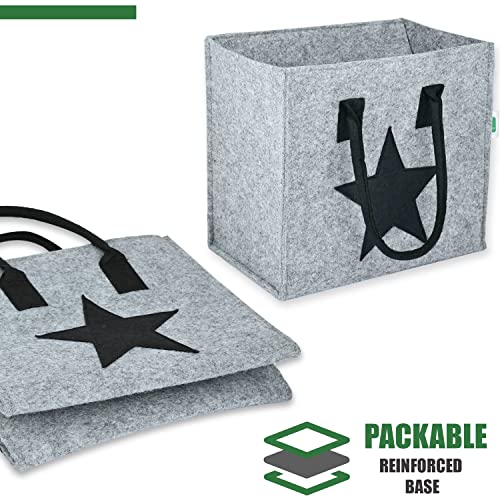 GREENSHEEP Unisex Shopping Bag Foldable Clothbags with Handle Spacious Tote for Vegetables, Groceries and Other Accessories (Large, Grey, 400 GSM) - Image 5