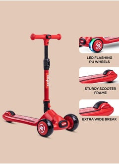 BAYBEE Baybee Enzo Skate Scooter for Kids 3 Wheel Kids Scooter with Foldable 4 Height Adjustable Handle Baby Scooter with LED Wheels Smart Kick Scooter for Baby Scooter for Kids 3 to 12 Years Boys Girls Red  - Image 4