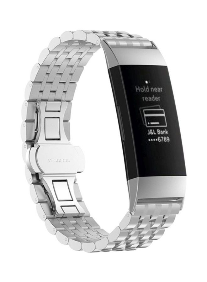 Voberry Replacement Wrist Band For Fitbit Charge3 Silver - Image 3