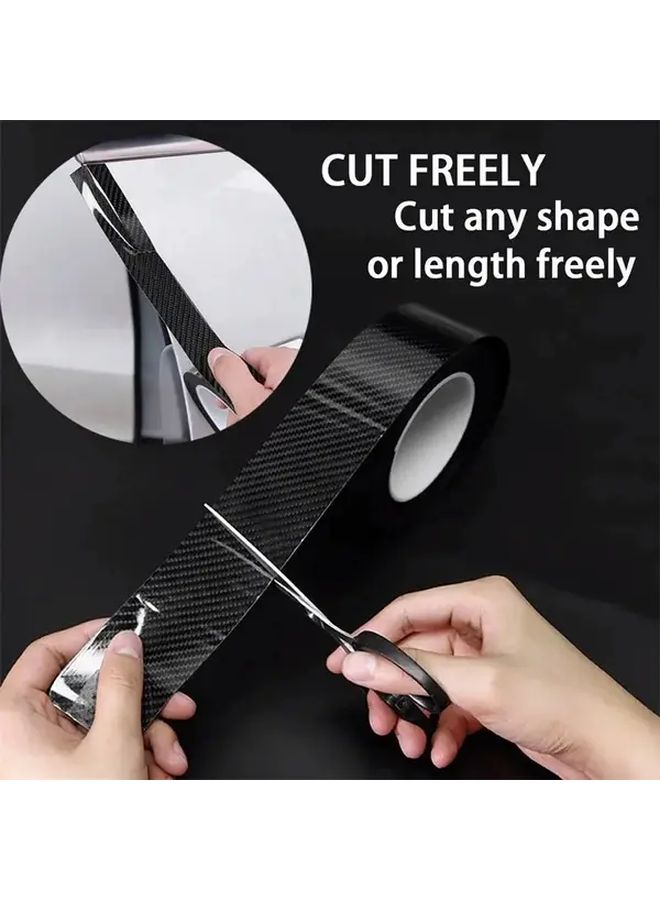 3D Nano Carbon Fiber Car Door Edge Protector 2pcs 3 94x197 Inch PVC Anti Scratch - Image 2
