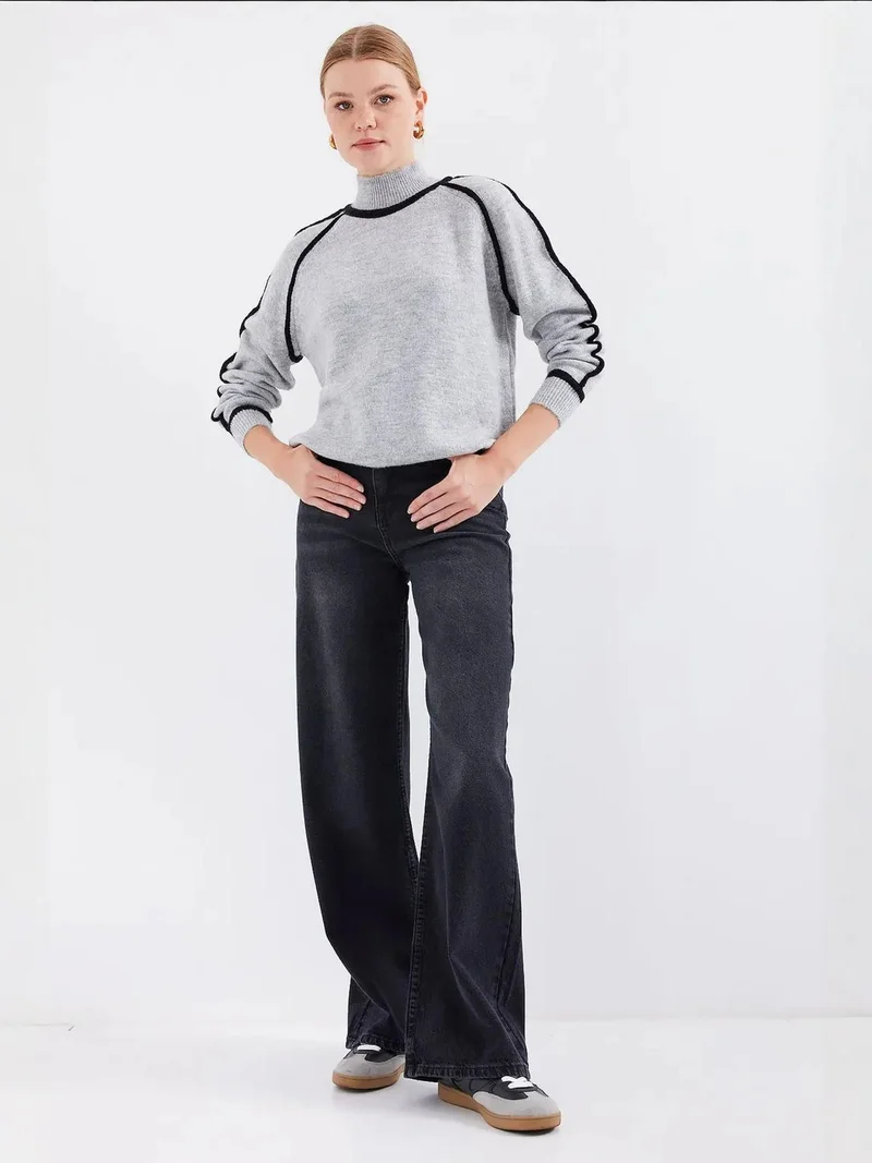 بيغ دارت BDART Oversized Striped Turtleneck Knit Sweater