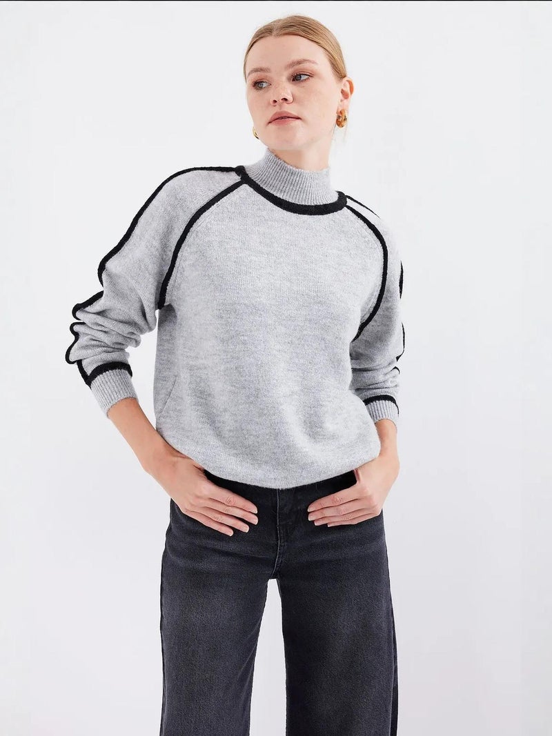 BIG DART BDART Oversized Striped Turtleneck Knit Sweater - Image 1