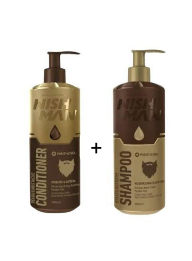 NISHMAN Beard & Mustache Shampoo & Conditioner 200ml