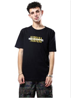 Short Sleeves Black Cotton Slip On Tee