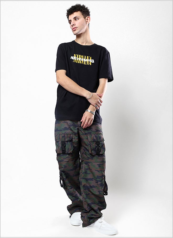 RAVIN - Short Sleeves Black Cotton Slip On Tee - Image 1