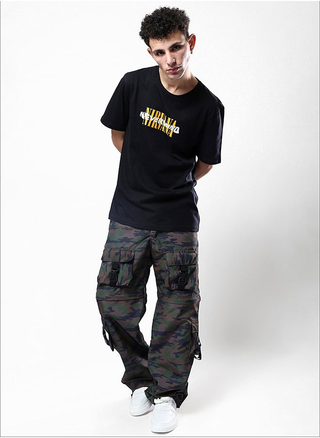 RAVIN - Short Sleeves Black Cotton Slip On Tee - Image 1