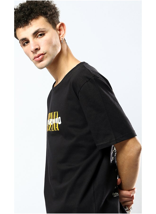 RAVIN - Short Sleeves Black Cotton Slip On Tee - Image 1