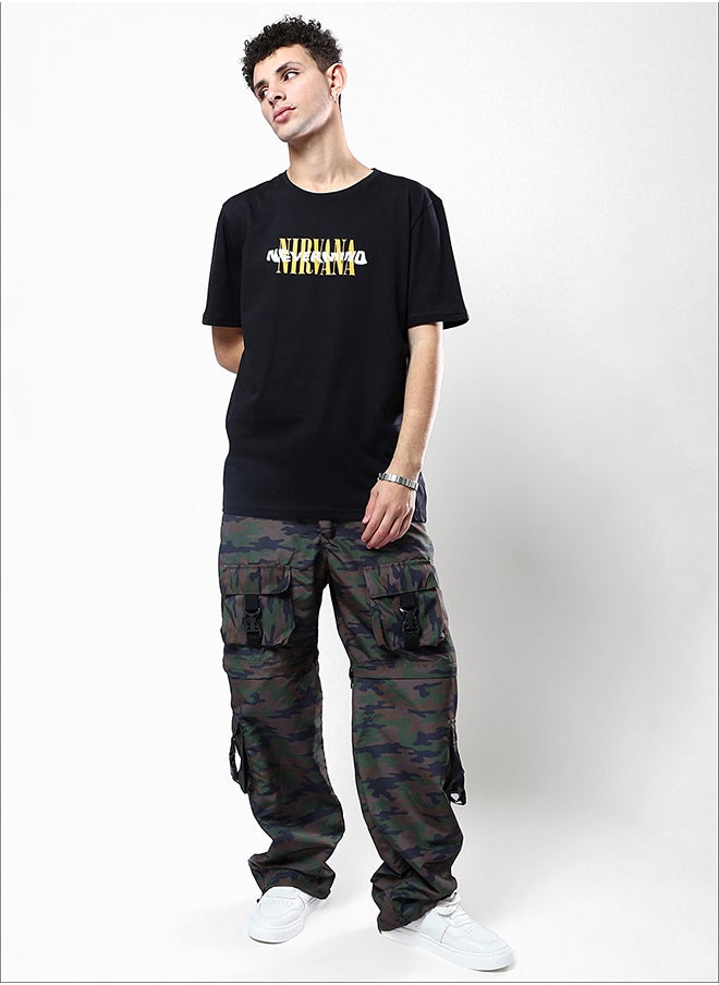 RAVIN - Short Sleeves Black Cotton Slip On Tee - Image 1