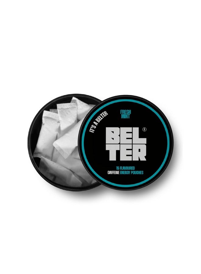 BELTER BELTER - Fresh Mint - Caffeine Pouches - 15 Count - Fast-Acting - Zero-Calorie Energy Boost - 96mg Caffeine Per Pouch - Ideal for Sports, Gym, Gaming, & Work - Image 1