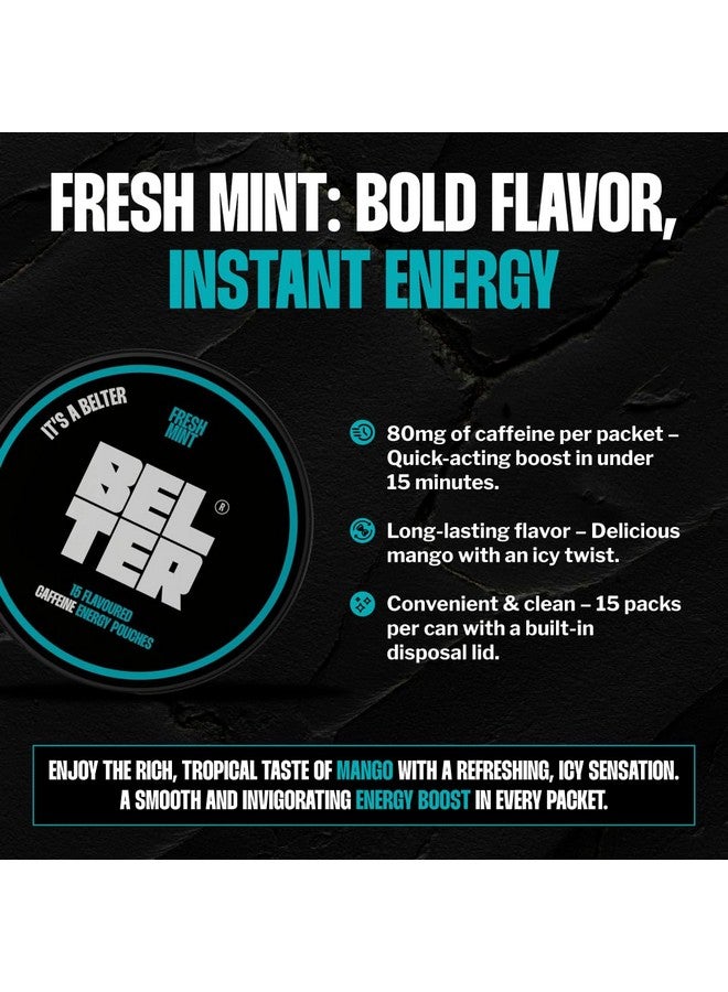 BELTER BELTER - Fresh Mint - Caffeine Pouches - 15 Count - Fast-Acting - Zero-Calorie Energy Boost - 96mg Caffeine Per Pouch - Ideal for Sports, Gym, Gaming, & Work - Image 3