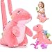 OUOZZZ Pink Dinosaurs Stuffed Animals with 4 Babies Inside  Girl Dinosaur Plush Toys for Kids 35 Birthday Gift Toddler with Shoulder Strap - Image 2
