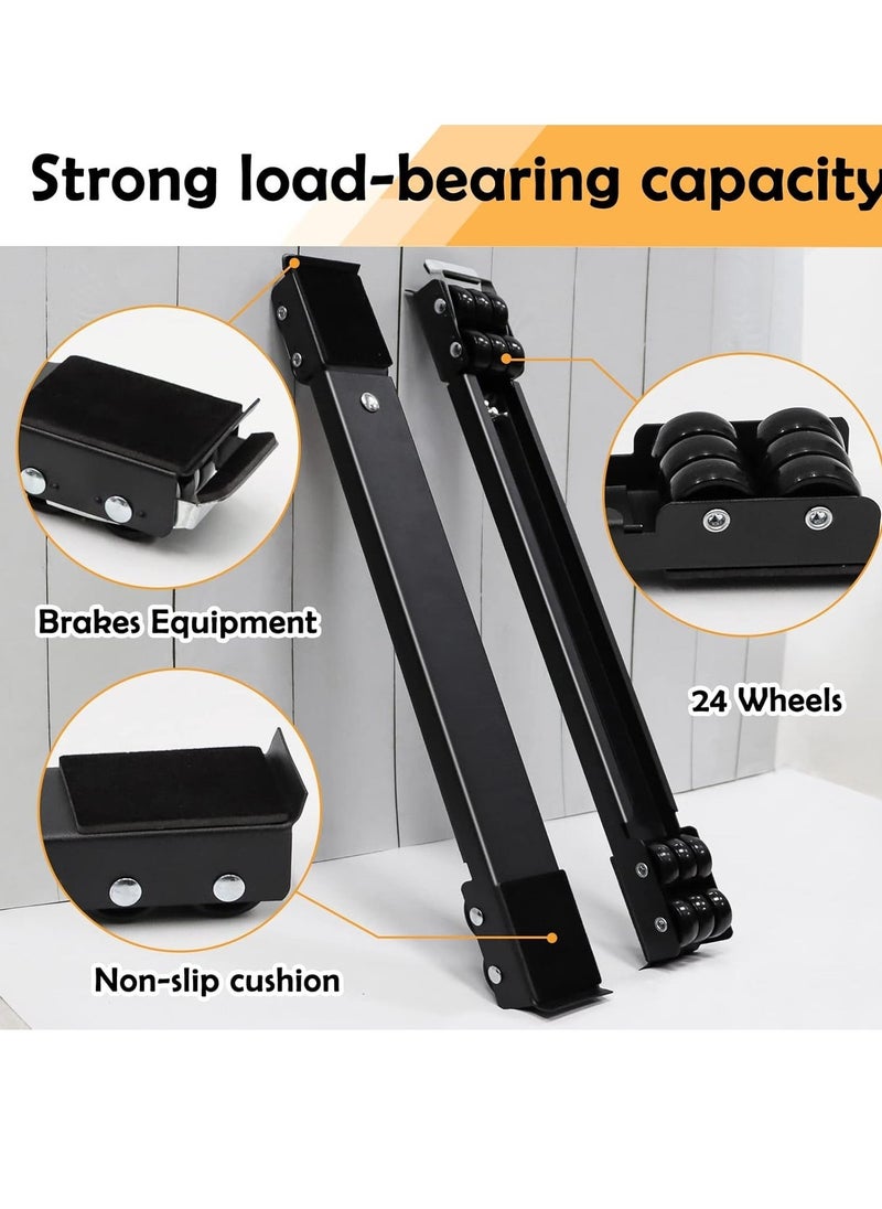 JAJEEK "4PCS Extendable Furniture Appliance Rollers with 24 Rollers & Brakes – Heavy Duty Mover Tools for Washing Machines, Dryers, Refrigerators, Strong Base Stand, Mobile Wheels, Black" - Image 4