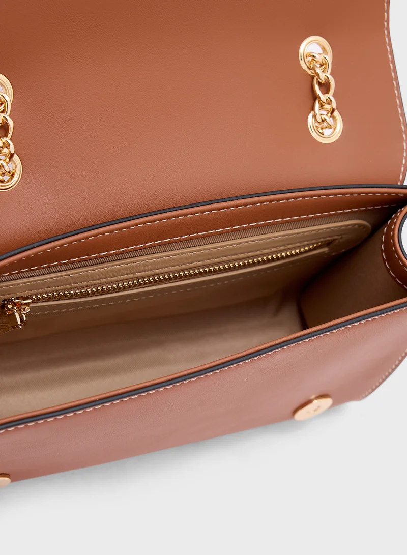 لوف موسكينو Logo Detailed Flap Over Crossbody