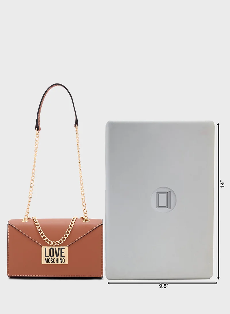 لوف موسكينو Logo Detailed Flap Over Crossbody