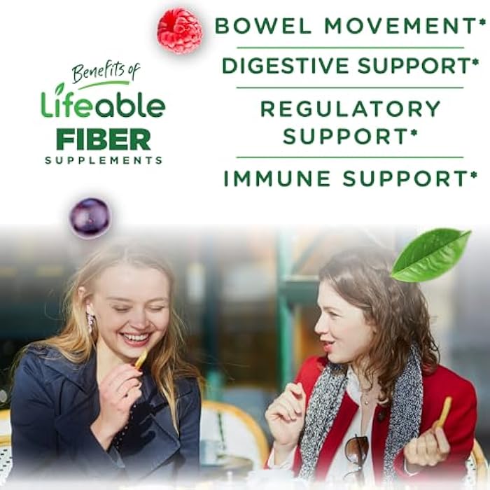 Lifeable Prebiotic Fiber Gummies for Adults | 5g | Great Tasting Fiber Supplement Gummies | Prebiotic Gummies for Digestive Health | High Fiber Gummies for Women, Men | 90 Gummies - Image 3