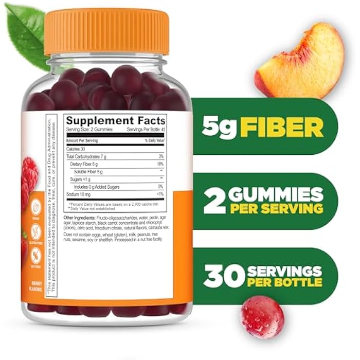 Lifeable Prebiotic Fiber Gummies for Adults | 5g | Great Tasting Fiber Supplement Gummies | Prebiotic Gummies for Digestive Health | High Fiber Gummies for Women, Men | 90 Gummies - Image 2