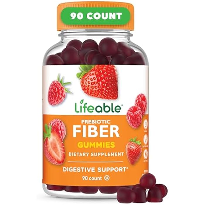 Lifeable Prebiotic Fiber Gummies for Adults | 5g | Great Tasting Fiber Supplement Gummies | Prebiotic Gummies for Digestive Health | High Fiber Gummies for Women, Men | 90 Gummies - Image 1