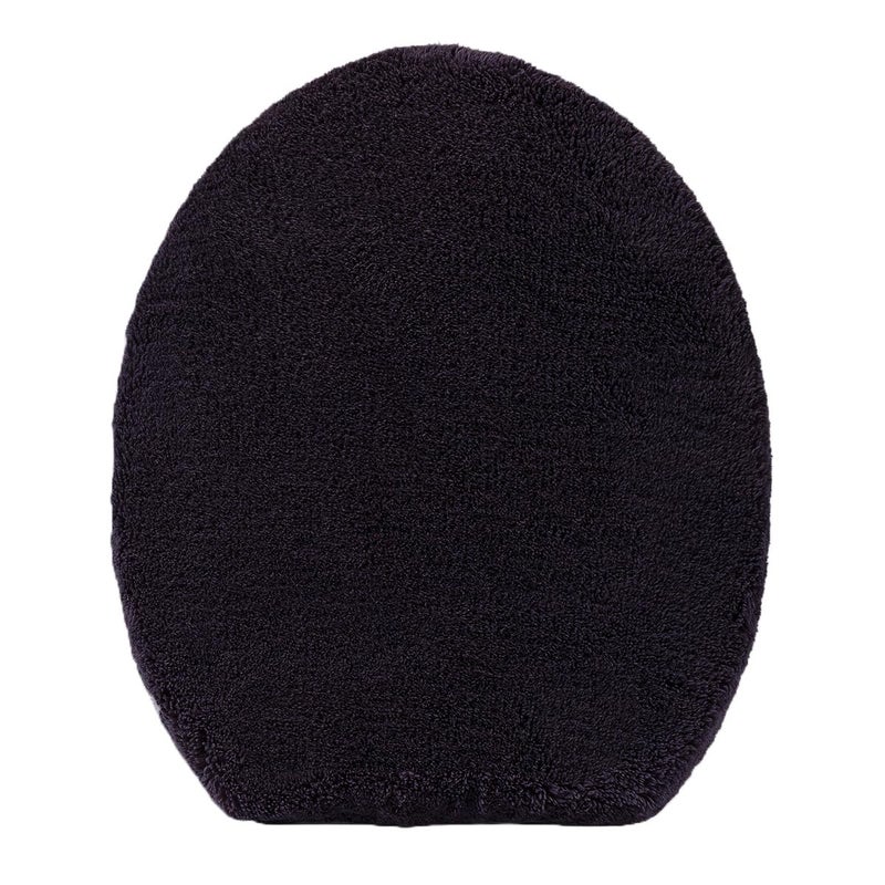 Madeals Microfiber Toilet Lid Cover Soft and Absorbent Comfortable Bathroom Toilet Lid Cover Seat Fits Most Size Toilet Lids for Black