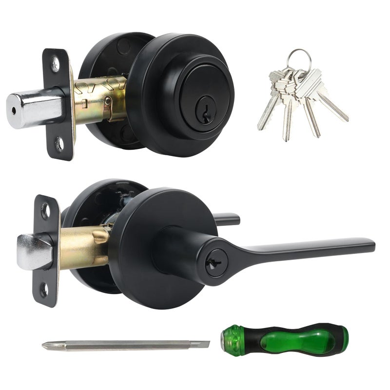 Cielsa Dawn Exterior Door Lock Set Combo Lock-Heavy Duty Black Door Handle And Single Cylinder Deadbolt Lock Front Door Lock Set Keyed Alike Door Locks For Front Door(Matte Black 1Pack Set) - Image 1