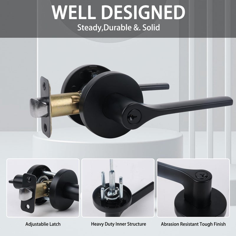 Cielsa Dawn Exterior Door Lock Set Combo Lock-Heavy Duty Black Door Handle And Single Cylinder Deadbolt Lock Front Door Lock Set Keyed Alike Door Locks For Front Door(Matte Black 1Pack Set) - Image 3