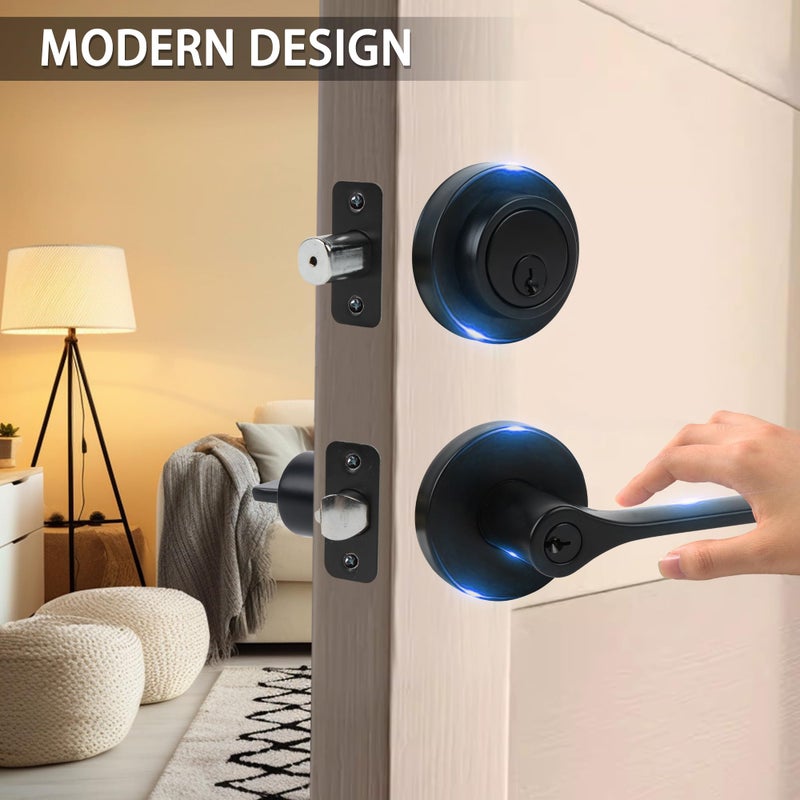 Cielsa Dawn Exterior Door Lock Set Combo Lock-Heavy Duty Black Door Handle And Single Cylinder Deadbolt Lock Front Door Lock Set Keyed Alike Door Locks For Front Door(Matte Black 1Pack Set) - Image 5
