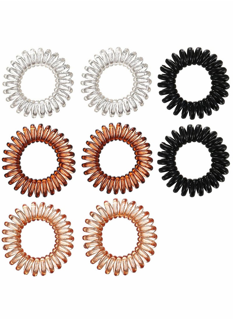 SYOSI - Spiral Hair Ties 8 Pcs Plastic Hair Coil Bands Telephone Cord Bobbles Hairbands Elastic Spiral Ponytail Holder Transparent Hair Binding Cute Phone Line Hair Loop Band Student Headband - Image 1