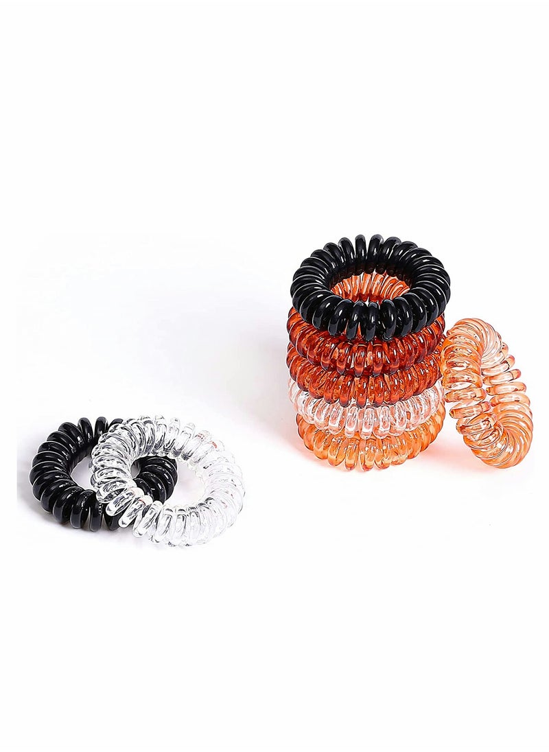 SYOSI - Spiral Hair Ties 8 Pcs Plastic Hair Coil Bands Telephone Cord Bobbles Hairbands Elastic Spiral Ponytail Holder Transparent Hair Binding Cute Phone Line Hair Loop Band Student Headband - Image 1