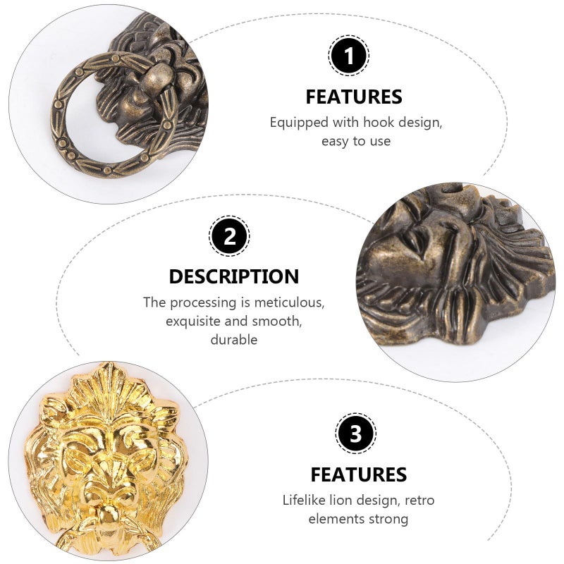 Antique Bronze Lion Head Drawer Handle 4Pcs Set Single Hole Cabinet Pull Knob - Image 4