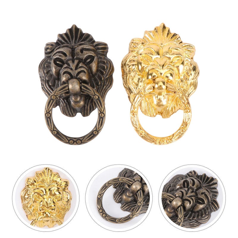 Antique Bronze Lion Head Drawer Handle 4Pcs Set Single Hole Cabinet Pull Knob - Image 5