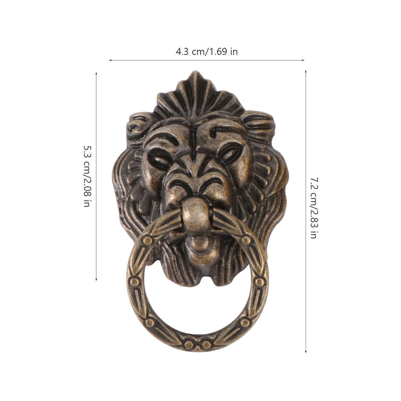 Antique Bronze Lion Head Drawer Handle 4Pcs Set Single Hole Cabinet Pull Knob - Image 3