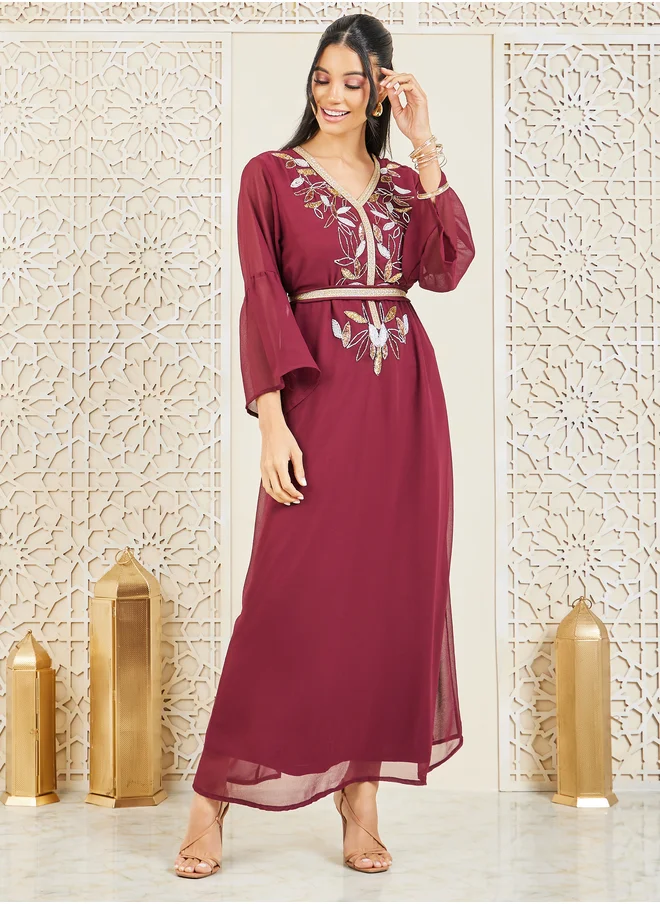 Styli Styli Sequined and Beaded Embroidery Detail Kaftan
