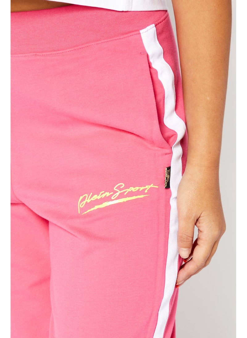 Plein Sport Women Sportswear Fit Brand Logo Training Pants, Pink/White  - Image 5