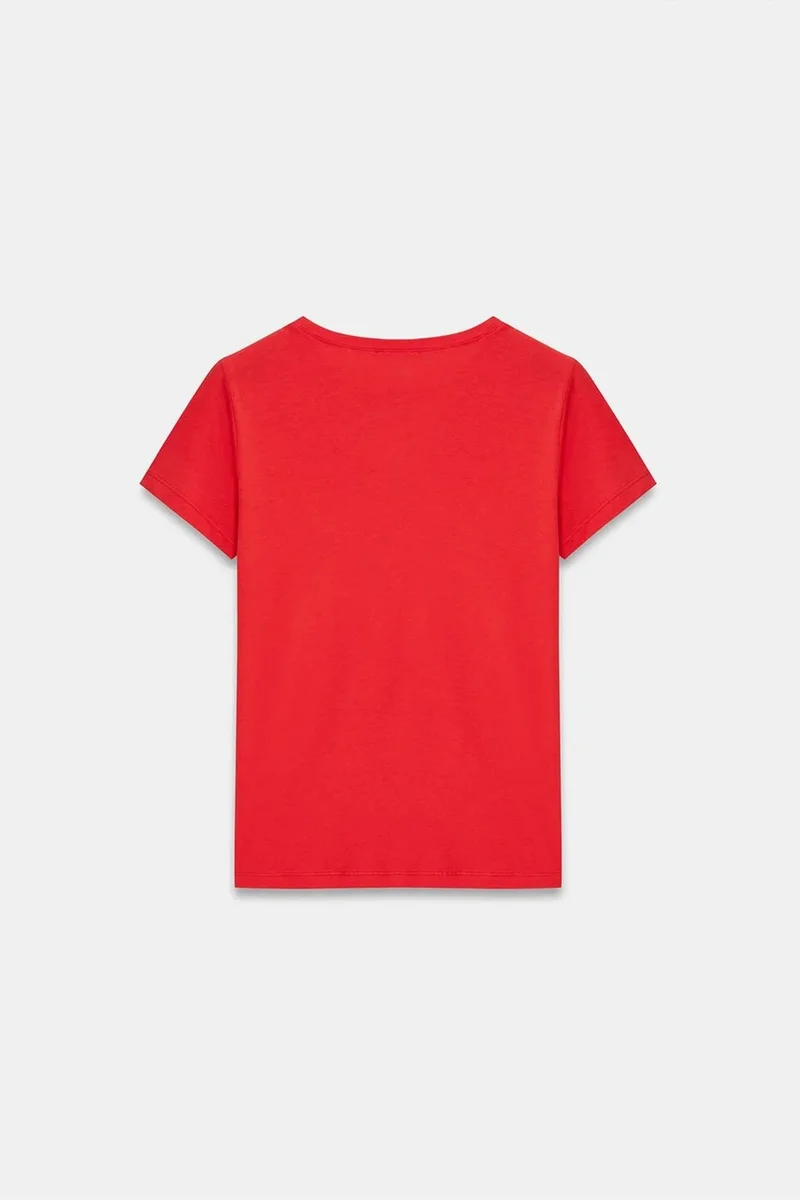 Dilvin Red DILVIN Women's Crew Neck Short Sleeve T-Shirt for Women | Best Price UAE