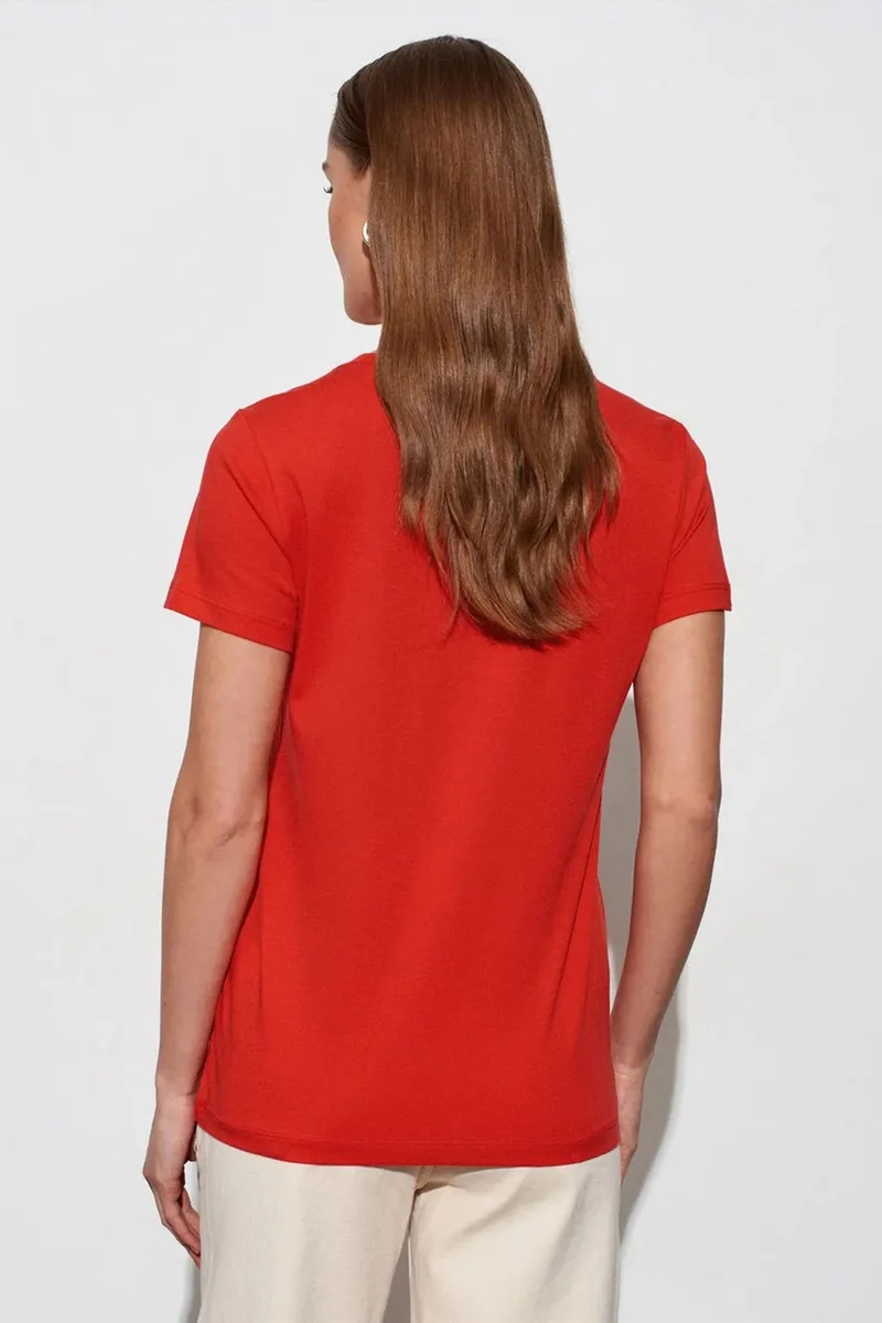 Dilvin Red DILVIN Women's Crew Neck Short Sleeve T-Shirt for Women | Best Price UAE